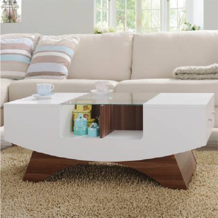 White Arch Coffee Table - White Arch coffee table paired with glass